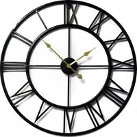 Black and Gold Roman Numeral Round Wall Clock 76cm - Black