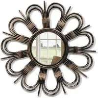 Daisy Petal Round Mirror - Antique Gold