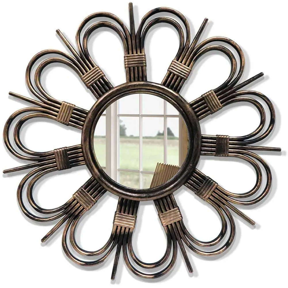 Daisy Petal Round Mirror - Antique Gold image