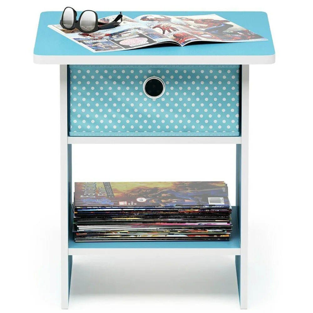 Dario Single Drawer End Table with Shelf - Blue