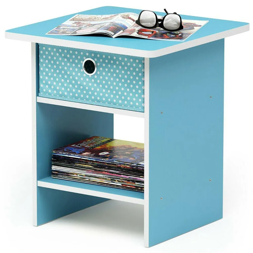Dario Single Drawer End Table with Shelf - Blue