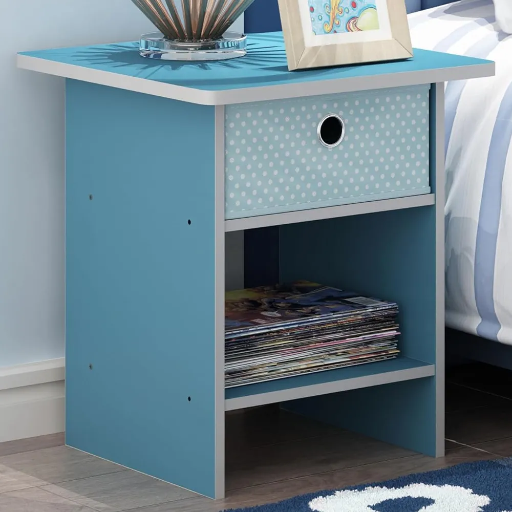 Dario Single Drawer End Table with Shelf - Blue