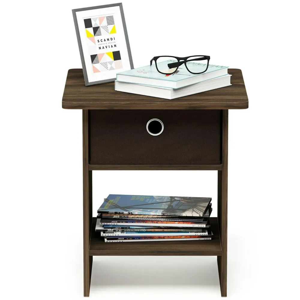 Dario Single Drawer End Table with Shelf - Brown