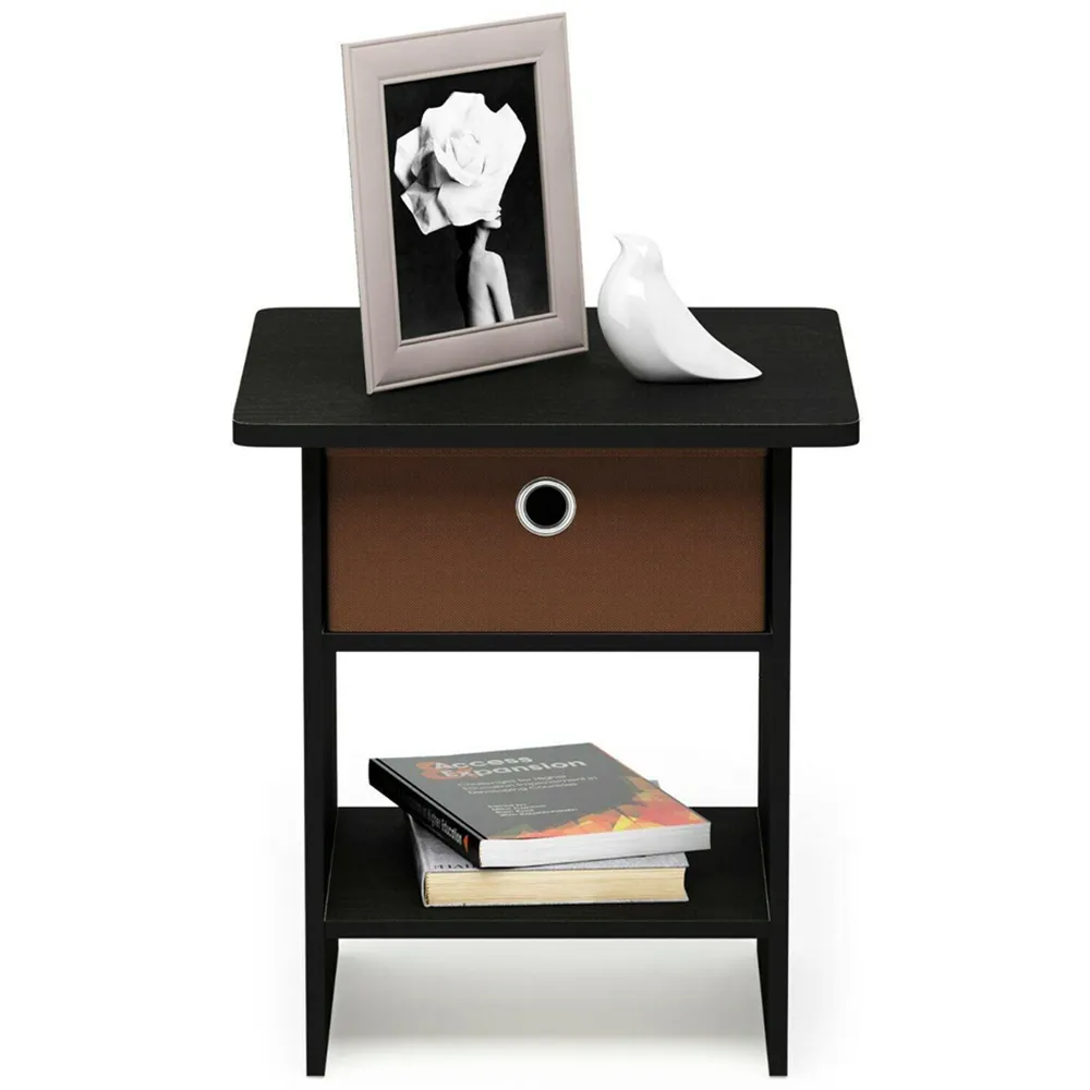 Dario Single Drawer End Table with Shelf - Brown