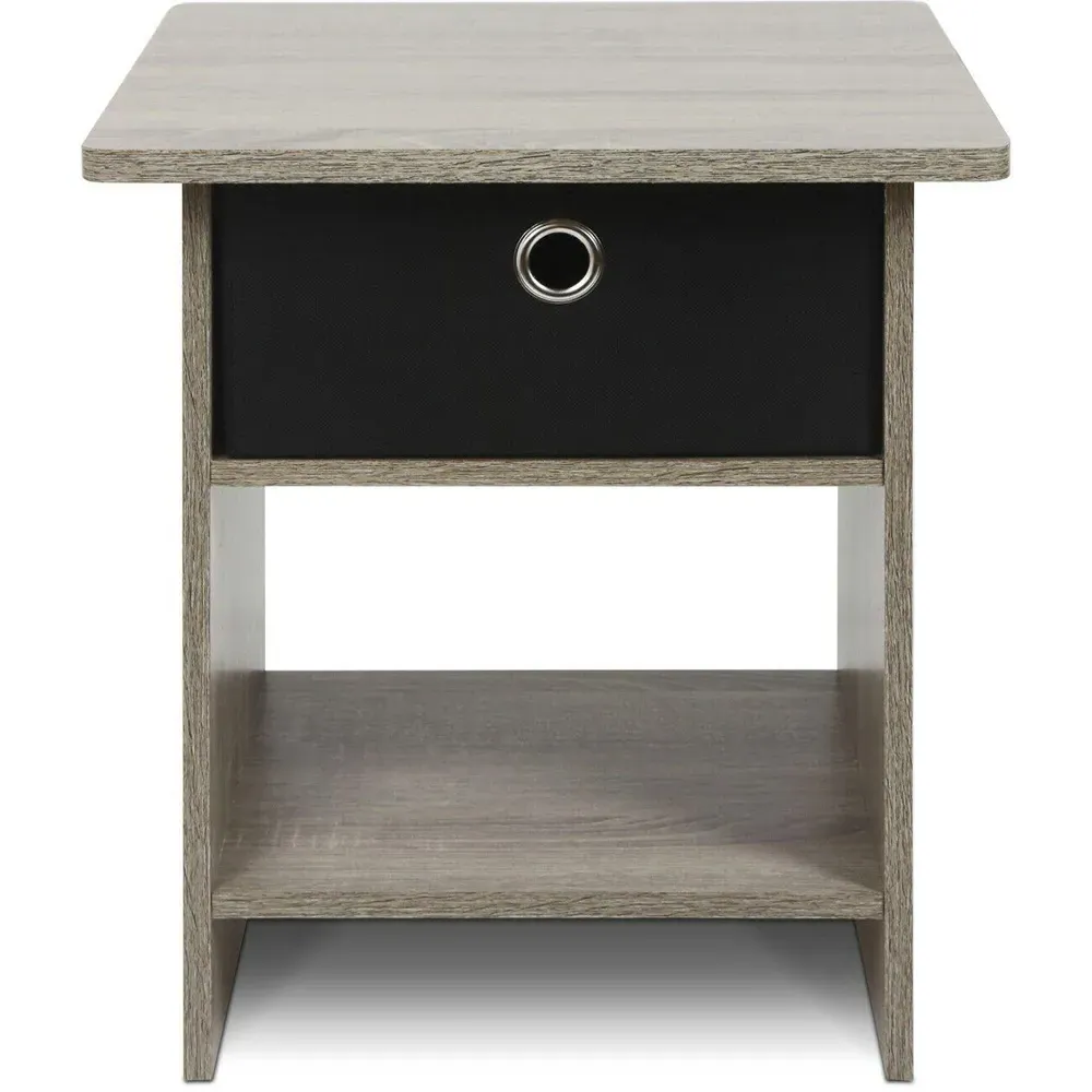 Dario Single Drawer End Table with Shelf - Grey, French Oak