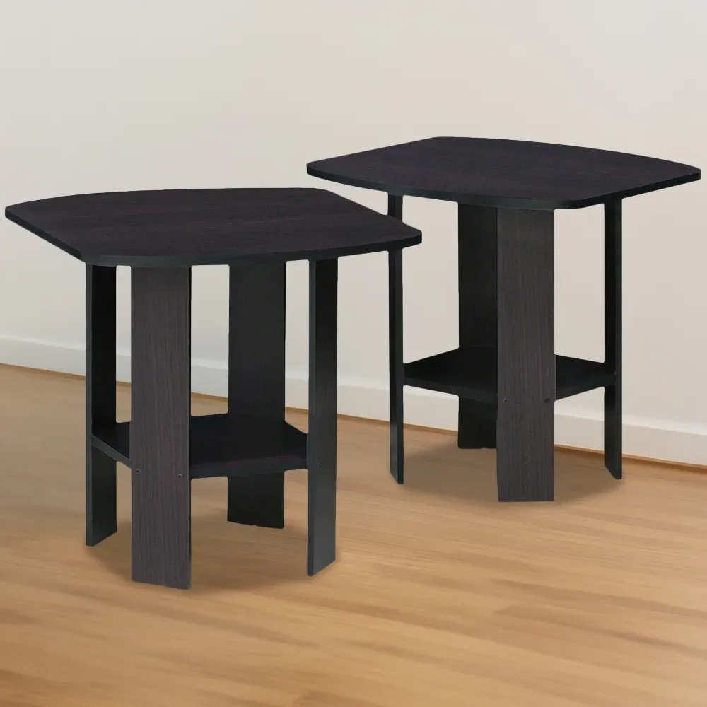 Dark Walnut End Table Set of 2 - Black, Composite Wood image