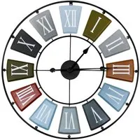 Earth Colours Skeleton Roman Numeral Round Wall Clock 68cm