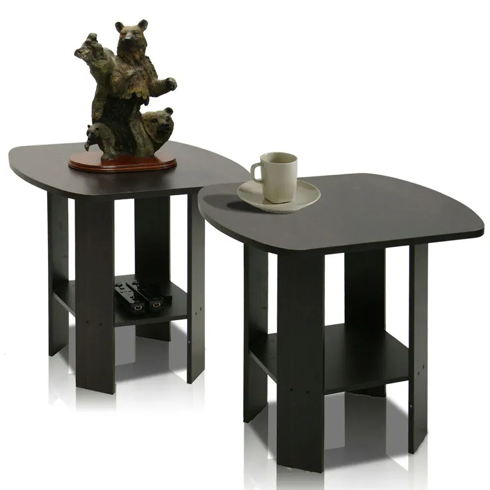 Espresso End Table Set of 2 - Black, Composite Wood