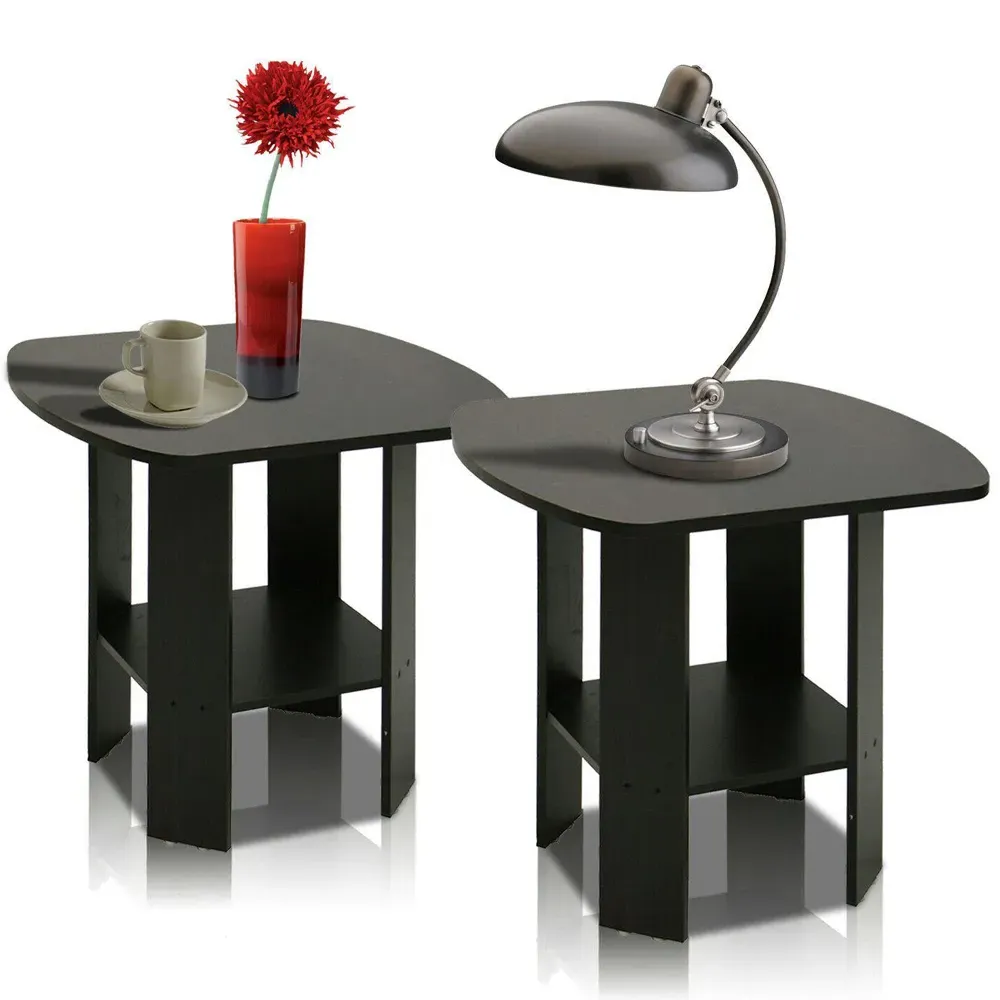 Espresso End Table Set of 2 - Black, Composite Wood