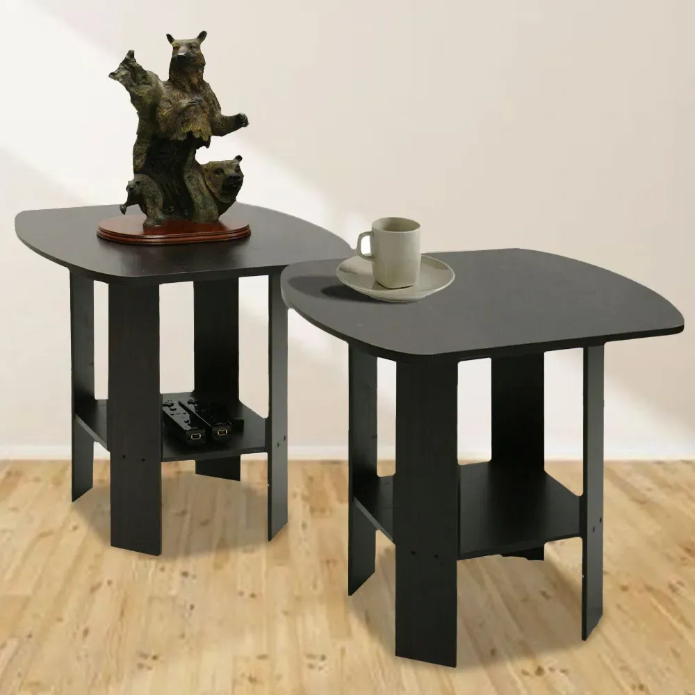 Espresso End Table Set of 2 - Black, Composite Wood