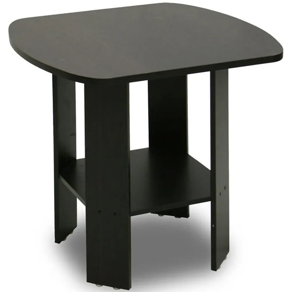 Espresso Side Table with Storage Shelf - Black