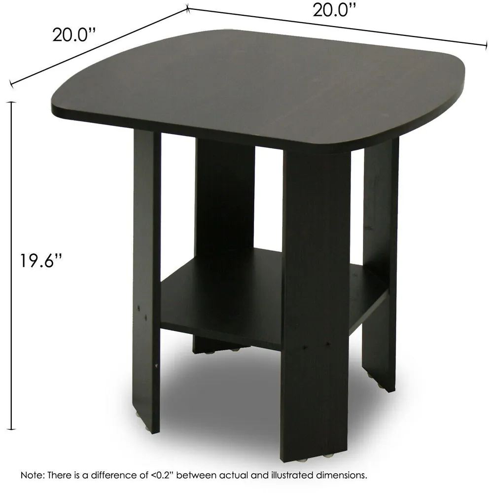 Espresso Side Table with Storage Shelf - Black