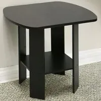 Espresso Side Table with Storage Shelf - Black