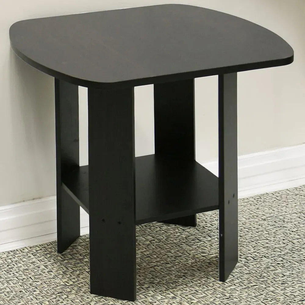 Espresso Side Table with Storage Shelf - Black image