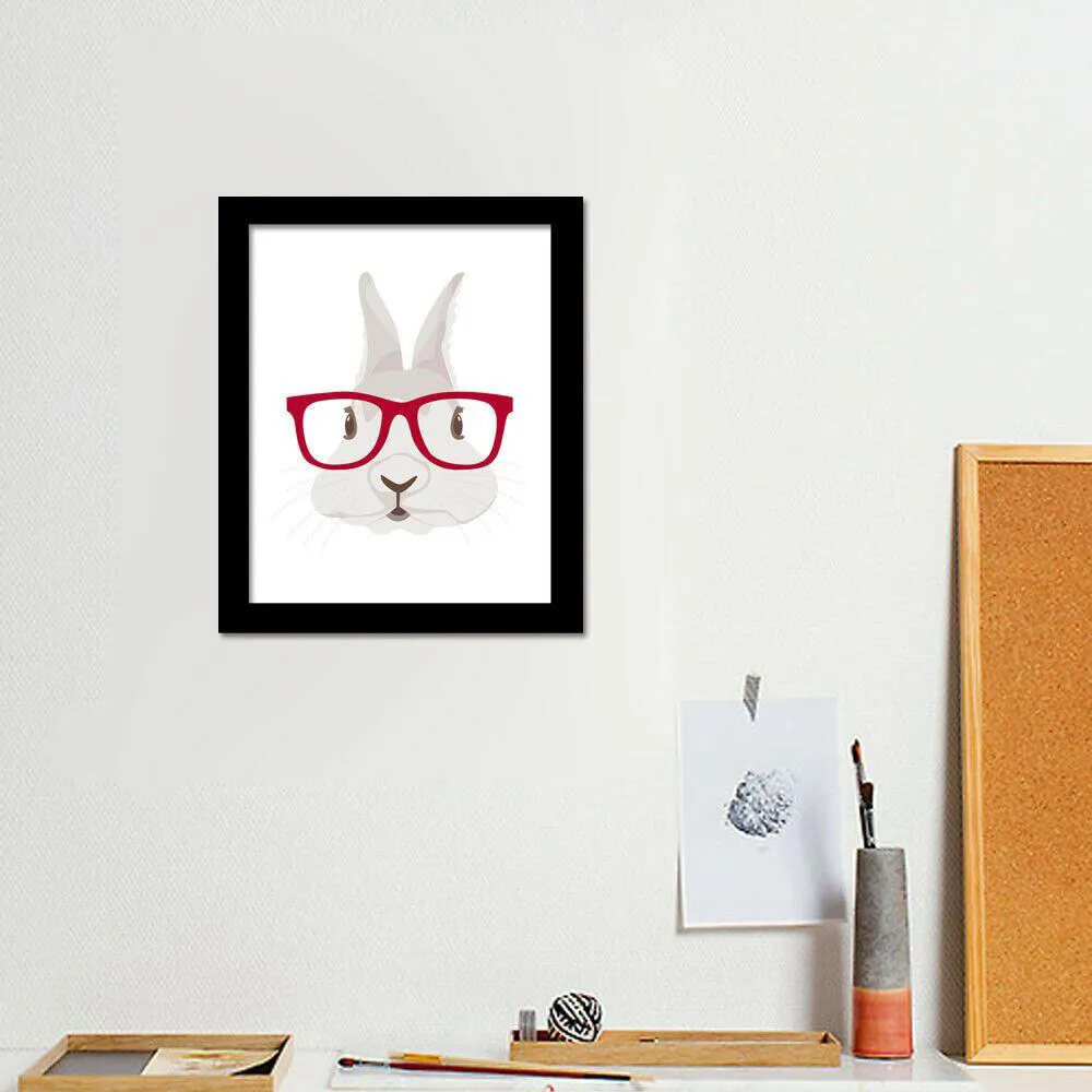 Framed Rabbit Canvas Art Print - Multi
