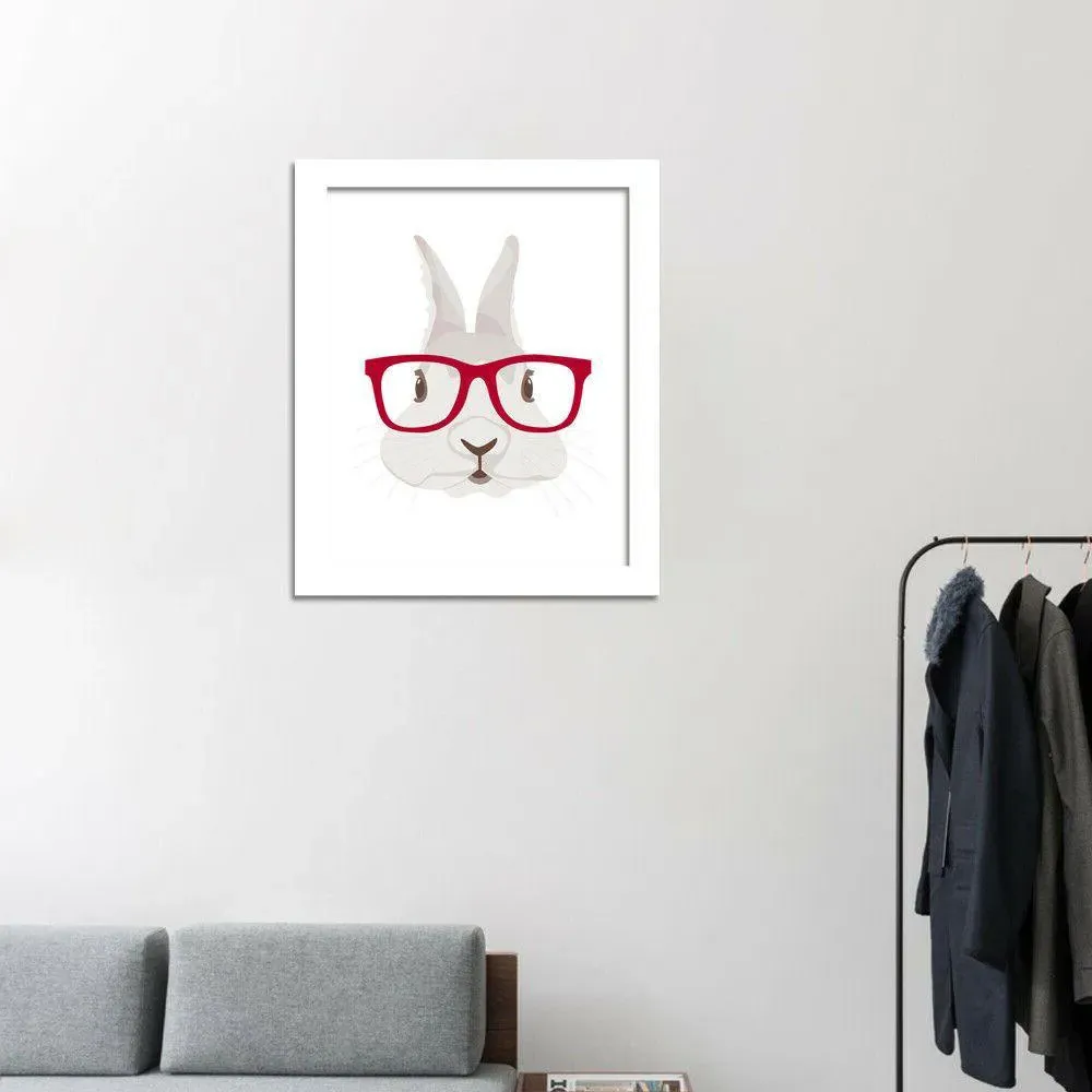 Framed Rabbit Canvas Art Print - Multi