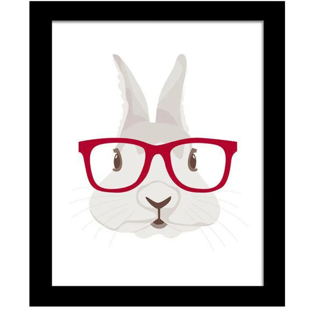 Framed Rabbit Canvas Art Print - Multi