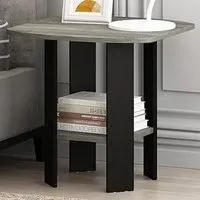 French Oak Grey End Table Set of 2 - Grey, Composite Wood