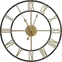 Gold Roman Numeral Round Wall Clock 43cm - Gold, Metal