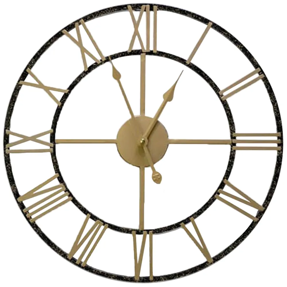 Gold Roman Numeral Round Wall Clock 43cm - Gold, Metal image