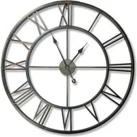 Grey Roman Numeral Round Wall Clock 76cm - Grey, Iron