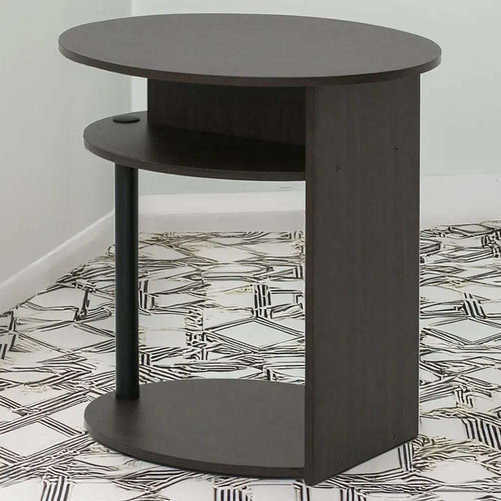 Jaya 2 Shelf Oval End Table - Black, Walnut