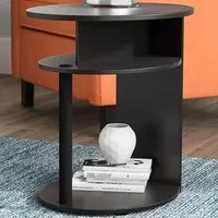 Jaya 2 Shelf Oval End Table Set of 2 - Black, Walnut