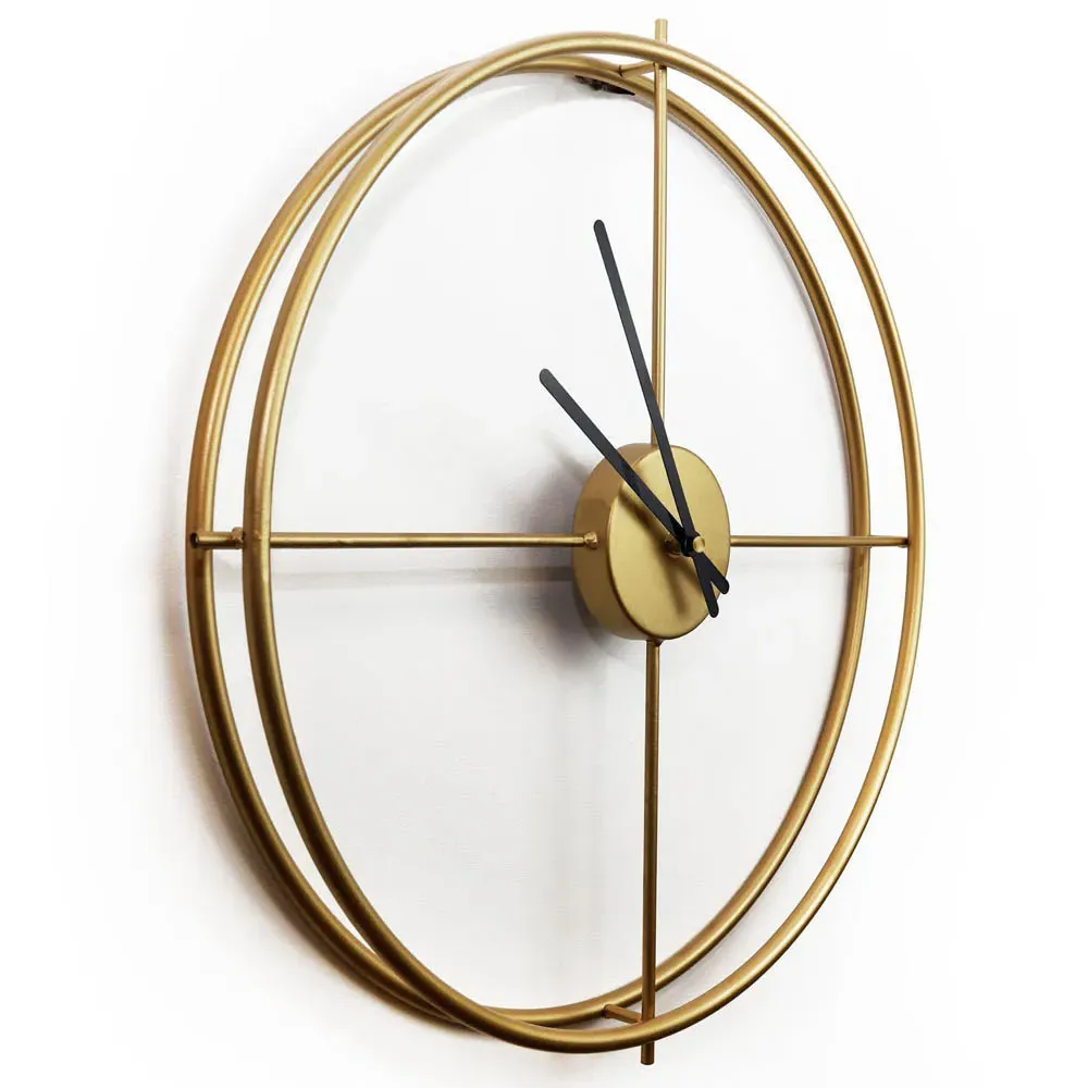 Larrys Round Wall Clock 50cm - Gold, Iron