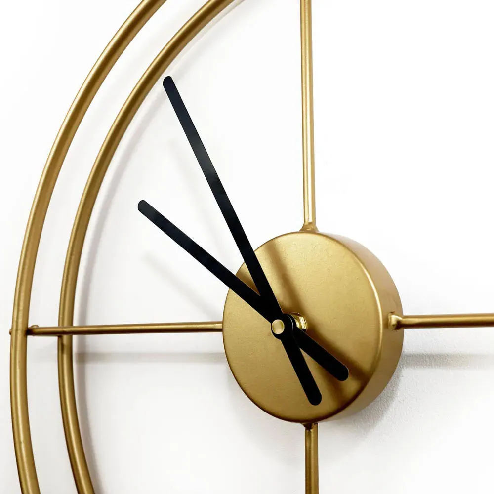 Larrys Round Wall Clock 50cm - Gold, Iron