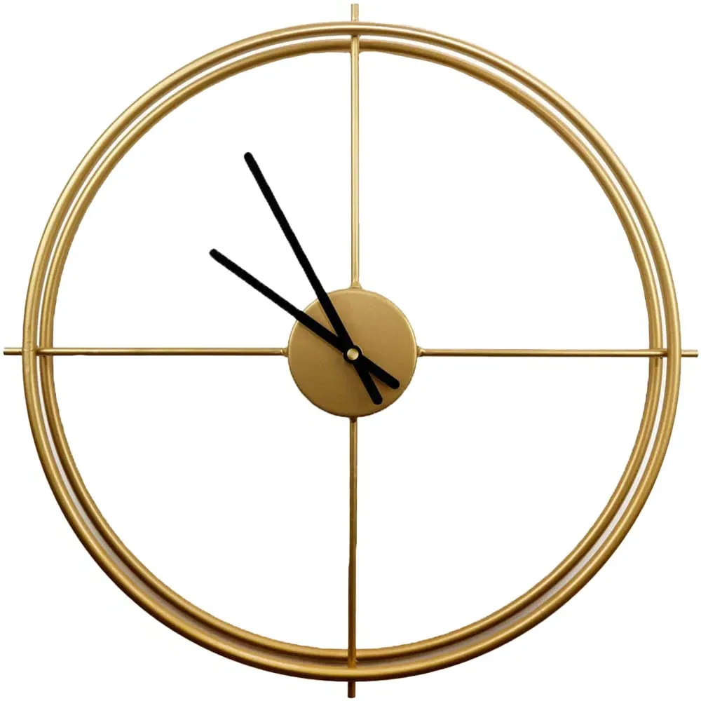 Larrys Round Wall Clock 50cm - Gold, Iron