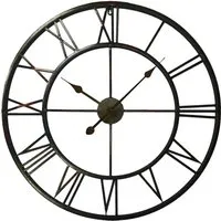 Round Wall Clock with Roman Numerals - Black