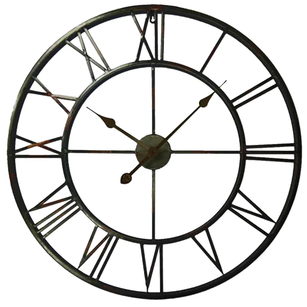 Round Wall Clock with Roman Numerals - Black image