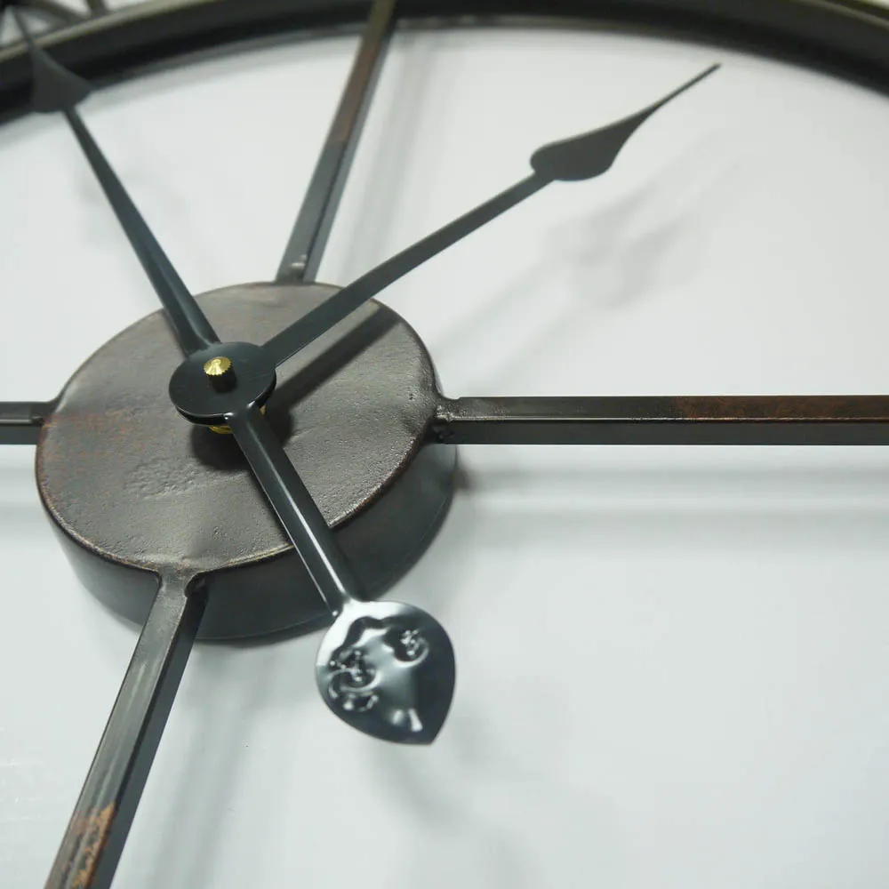 Round Wall Clock with Roman Numerals Set of 2 - Black