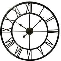 Round Wall Clock with Roman Numerals Set of 2 - Black