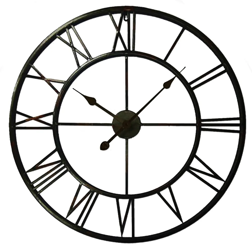 Round Wall Clock with Roman Numerals Set of 2 - Black