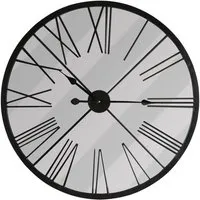 Silver Roman Numeral Round Wall Clock 70cm - Silver, Metal