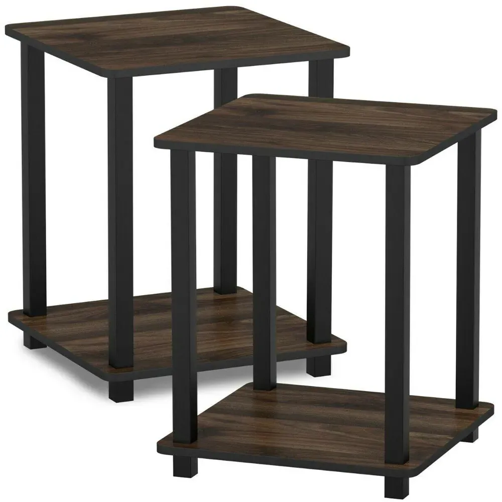 Simplistic Columbia End Table Set of 2 - Black, Walnut
