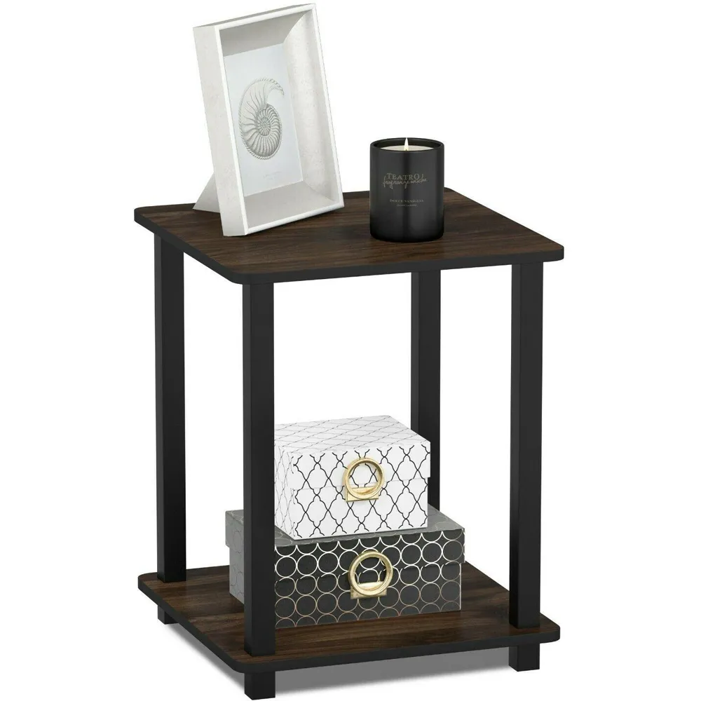 Simplistic Columbia End Table Set of 2 - Black, Walnut