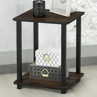 Simplistic Columbia End Table Set of 2 - Black, Walnut