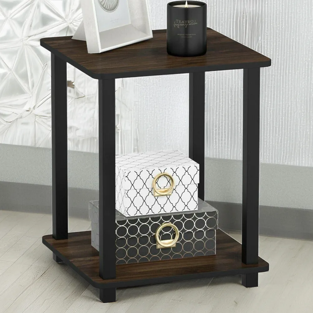 Simplistic Columbia End Table Set of 2 - Black, Walnut