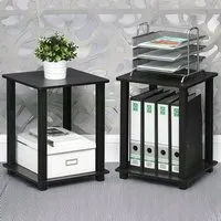 Simplistic End Table Set of 2 - Black, Dark Walnut