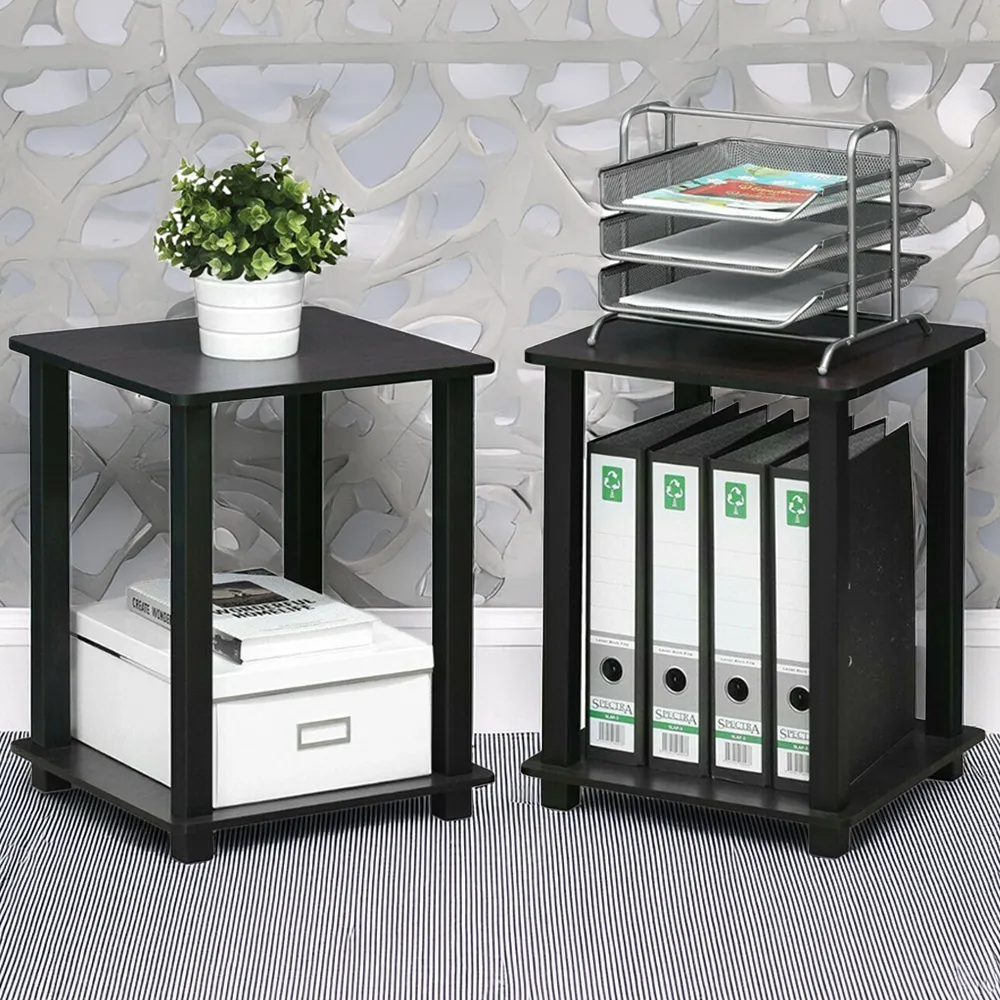 Simplistic End Table Set of 2 - Black, Dark Walnut image