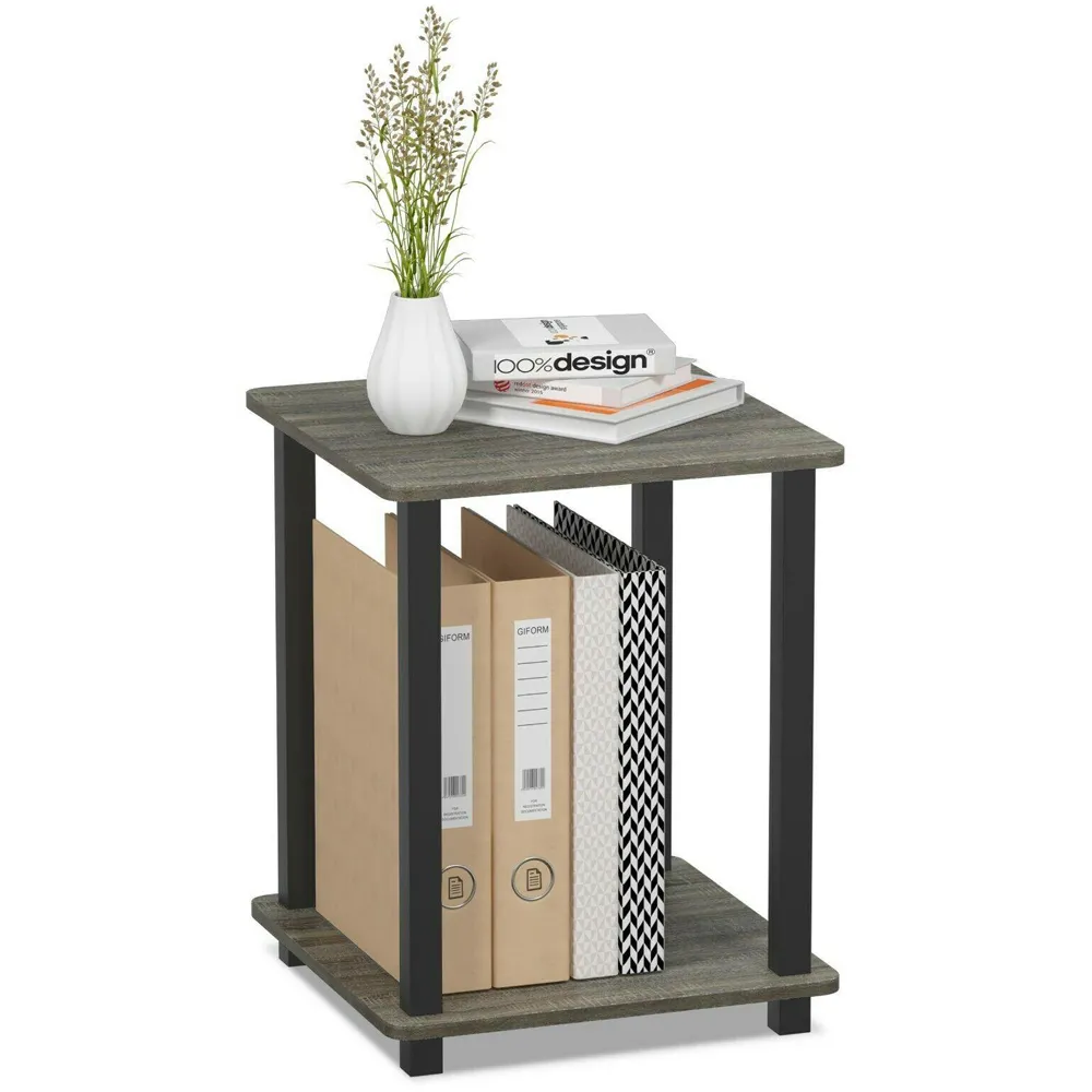 Simplistic End Table Set of 2 - Black, French Oak