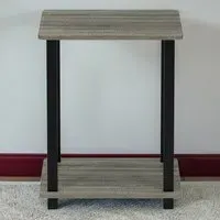 Simplistic End Table Set of 2 - Black, French Oak