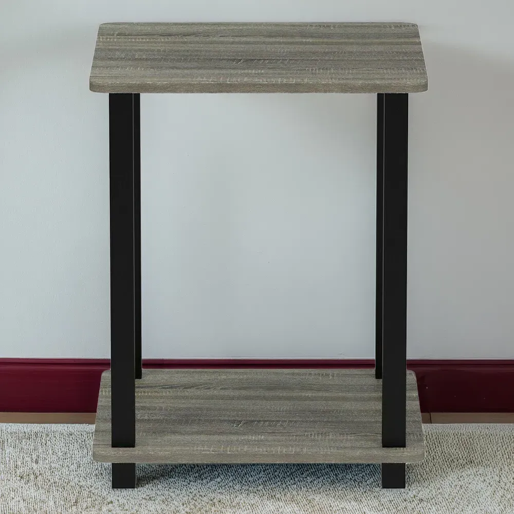 Simplistic End Table Set of 2 - Black, French Oak