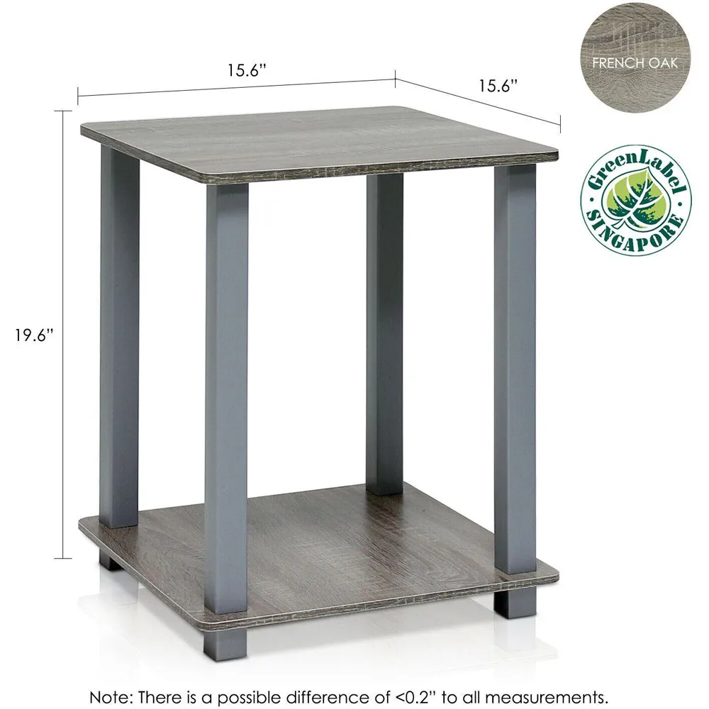 Simplistic End Table Set of 2 - Grey, French Oak