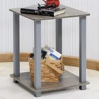 Simplistic End Table Set of 2 - Grey, French Oak