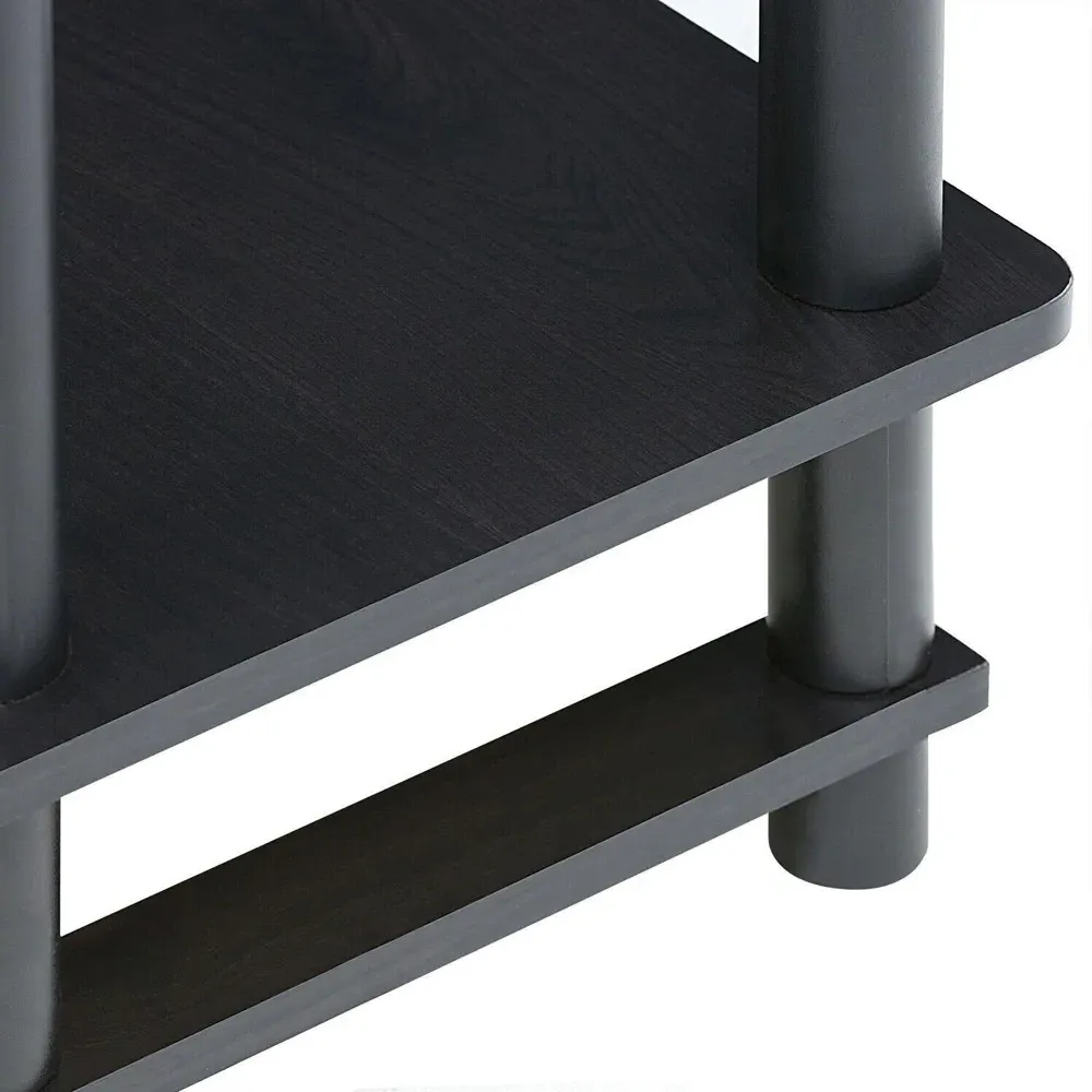 Single Drawer Single Shelf Turn-N-Tube Tall End Table Set - Black