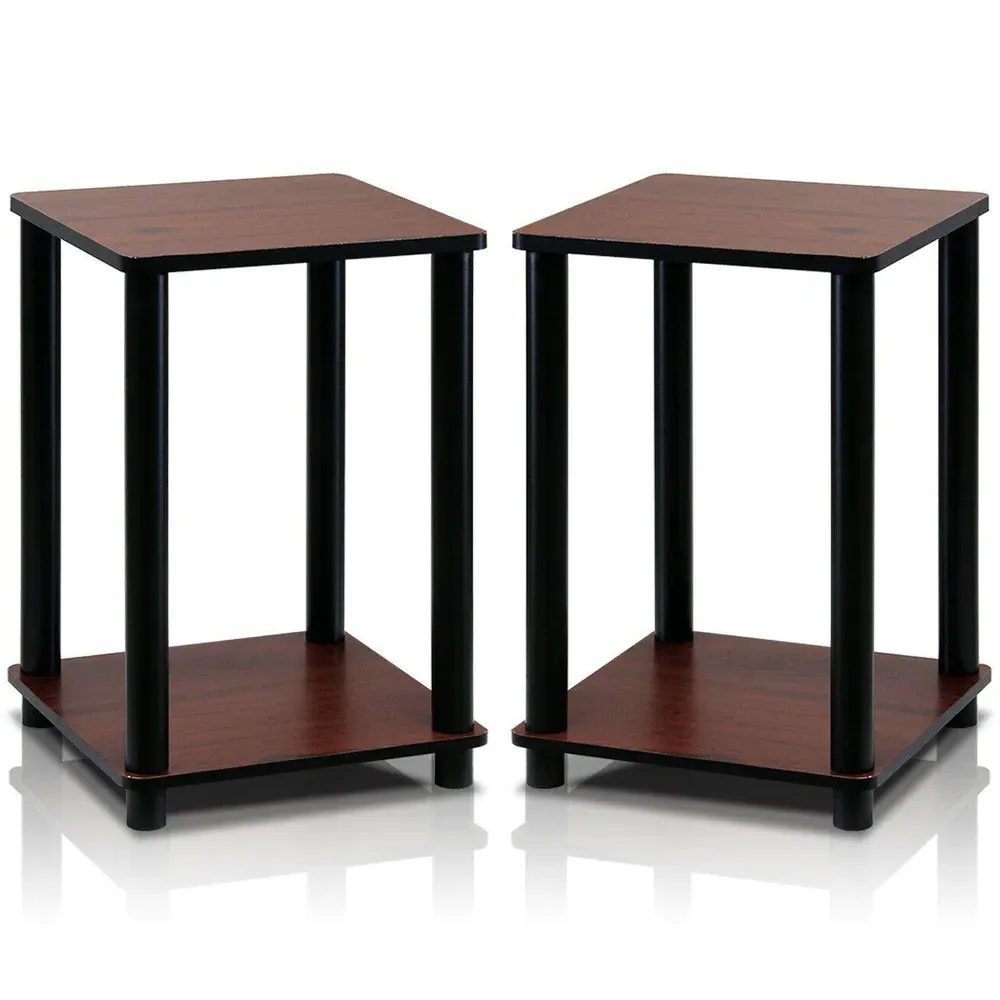 Single Shelf Turn-N-Tube End Table Set of 2 - Dark Cherry, Wood