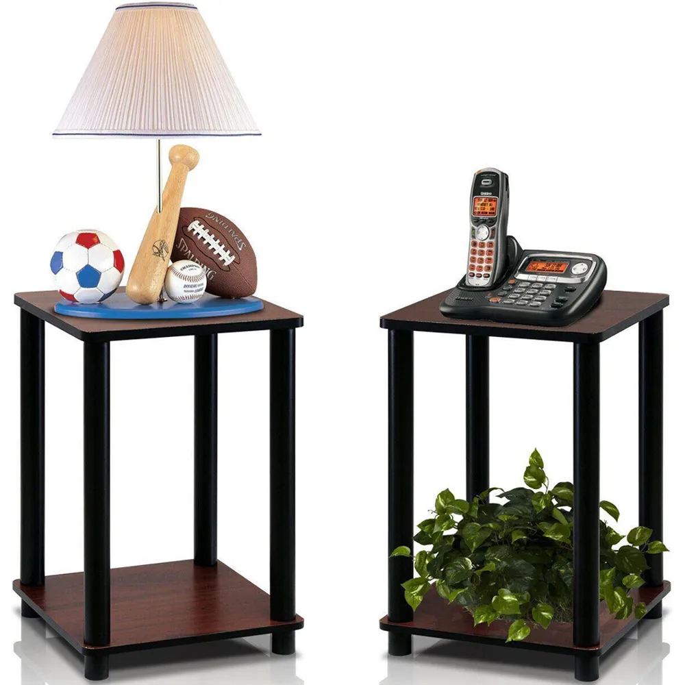Single Shelf Turn-N-Tube End Table Set of 2 - Dark Cherry, Wood